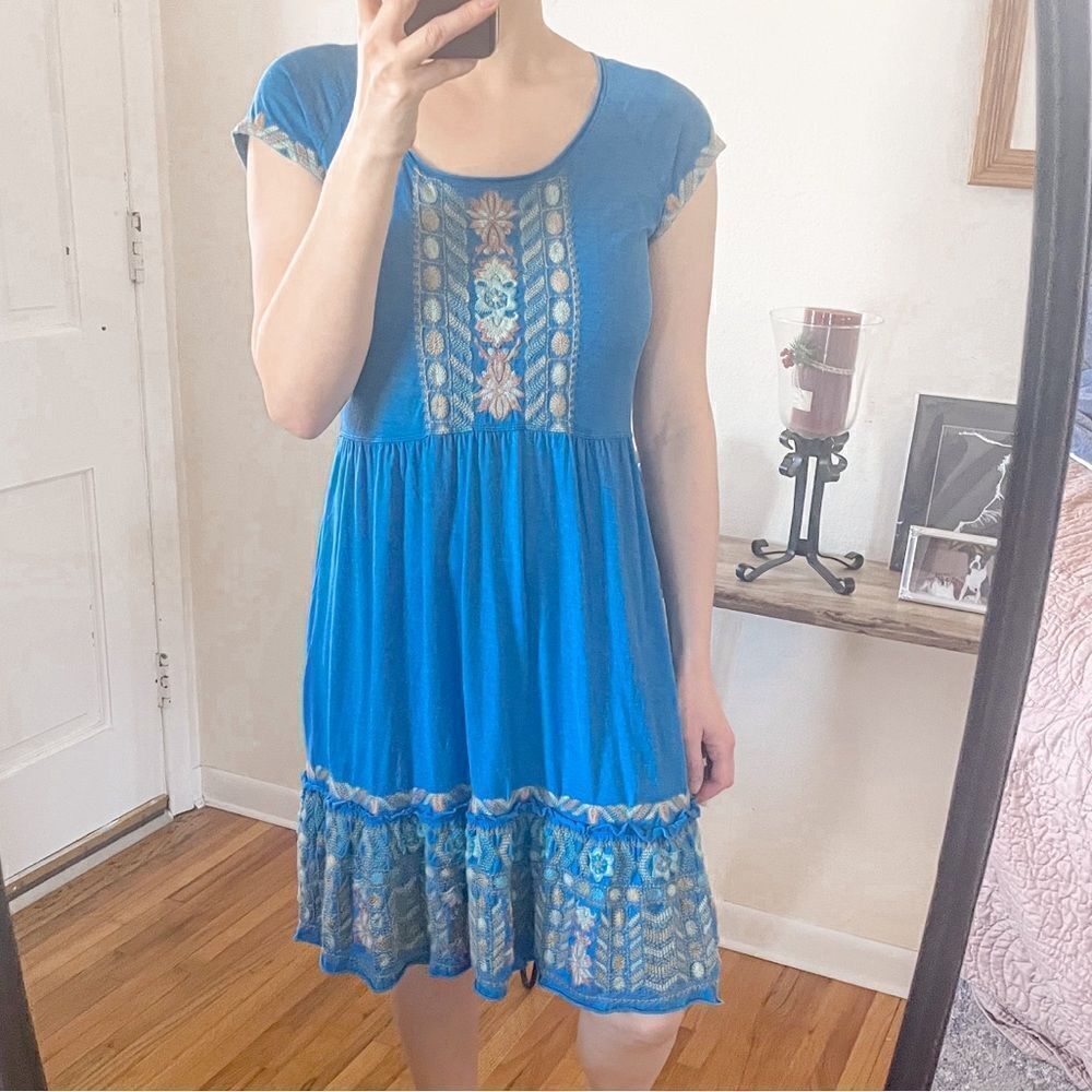 Johnny Was Embroidered Tunic Dress Blue S - Picture 8 of 8